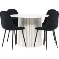 Ebuy24 Härön eethoek eettafel wit 4 stoelen teddy zwart.