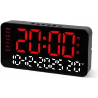 VHV -Digitale LED Wekker - Moderne Wandklok en Tafelklok met Groot Display - Stijlvolle Spiegelklok voor Slaapkamer en Kantoor