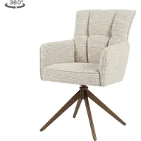 Tower Living Eetkamerstoel Bardi met armleuning draaibaar - Stof cremona 02 sand - Anodic brown Poot