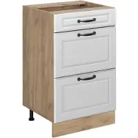 Vicco Keukenonderkast R-Line, Wit landelijk/Goudkleurig Eiken, 50 cm zonder werkblad