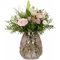 Plume Living Vaas Floran - transparant beige - D20 x H25 cm - glas - bloemenvaas - voor stelen en boeketten