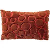 Dutch decor DOMANI - kussenhoes 30x50 cm - bontlook - cirkelpatroon - Brown Patina - bruin, rood - met rits - zonder binnenkussen