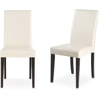 Notio Living Eetkamerstoelen Set van 2 in PU crème met poten in Pine Dark Brown