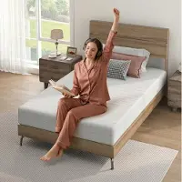 OKWISH Koudschuimmatras 120x200 cm - 20 cm Hoog - Ergonomische D25 Schuimkern - Afneembare En Wasbare Hoes - Gemiddeld - Wit