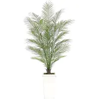 Happiq Kunstmatige Areca Palm - Voor Thuiskantoor & Kamer - Nep Tropische Potplant Decor - Groen met Witte Plantenbak - Groen-120cm