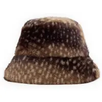 Manfield - Dames - Bruine bambi bucket hat van faux fur - Maat 1