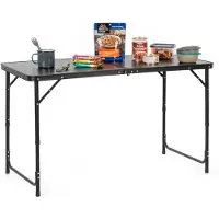 Springos Campingtafel - Vouwtafel - Inklapbaar - Opvouwbaar - 120 x 60 x 55 cm - Zwart/Grijs