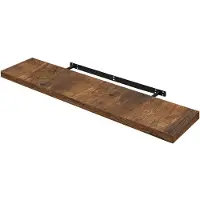 Famanu – Zwevend wandrek van hout, boekenplank voor decoratie, 110 x 23 x 3,8 cm, vintage bruin, ideaal voor het organiseren van boeken en foto's
