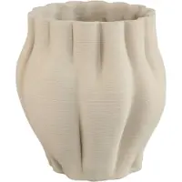 Ptmd Romen Beige Cement Wavy Ribbed Pot 3D Look XL