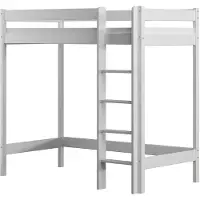 Need Sleep - Hoogslaper 80x190 - Loftbed 180 cm hoog - Met een rechte uitvalbeveiliging - Massief houten - Wit