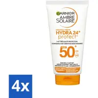 Garnier 4 x - Ambre Solaire - Zonnebrandcrème - Hydra 24H Protect - SPF 50+ - Reisformaat - 50 ml - Zonnebrandcrème - Zonnebescherming - SPF 50 - Hydra 24H - Reisformaat