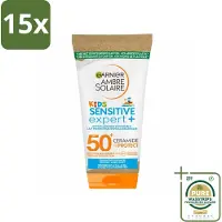 Garnier 15 x - Ambre Solaire - Zonnemelk - Kids - SPF 50+ - Reisformaat - 50 ml - Grootverpakking - Zonnemelk Voor Kinderen - SPF 50+ - Kinderhuid Bescherming - Gevoelige Huid - Zonbescherming