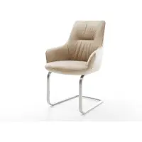 DELIFE Sledemodel Zelia-Flex met armleuning microvelours beige vintage sledemodel vlak roestvrij staal pocketveer kern