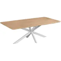 QUVIO Eettafel Sofia - Rechthoekig - Witte kruispoot - FSC-gecertificeerd mangohout - 220x110 cm - Naturel
