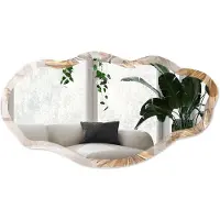 Wallfluent Plantenbladeren Spiegel - Bruin Rechthoekige Spiegel Voor Interieur - Organische Spiegel - Woonkamer - Schilderachtig - 45x90 cm - Totale afmeting 52x97 cm