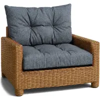 Amazinggirl Kussen Lounge Tuinmeubelen - Set: zitkussen 60x60 cm en rugkussen 40x60 cm Rug Rattan Ideaal voor balkon terras loungeset buiten comfort vulling dik duurzaam Jeanskleur Eco-linnen
