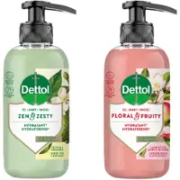 Dettol Handzeep Voordeelverpakking 2 Stuks – Zen & Zesty + Floral & Fruity – Hydraterende Vloeibare Handzeep – 300 ml per Fles