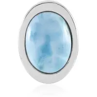 Cavill - Zilveren Larimar Hanger 925 Sterling Zilver met Platina Coating - Ovale Larimar Cabochon 8,672 ct - Luxe Sieraden met Tropische Elegant