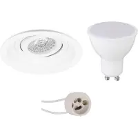 BES LED GU10 Inbouwspot Set - Mat Wit - Inbouw Rond - Verdiept - Kantelbaar - Pragmi Domy Pro - 4W - Warm Wit 3000K - Ø105mm