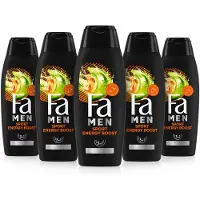 Fa Men Sport Energy Boost 3-in-1 Douchegel XXL 750 ml – Guarana – Body, Hair & Face – Voordeelverpakking 5 Stuks