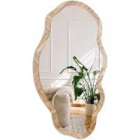 Coloray Visgraatpatroon Spiegel - Bruin Moderne Rechthoekige Wandspiegel - Organische Spiegel - Woonkamer - Rustiek - 45x90 cm - Totale afmeting 52x97 cm