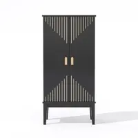 MODFU - Vintage Opbergkast - 2-Deurs - Zwart - MDF - 120 X 59 X 30 Cm