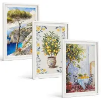 Tulup 3-Delige Schilderij Set - Zeegezicht met citroenbomen - Italiaanse schilderijen - 40x60 - Stijlvolle Muurdecoratie - Slaapkamer - Moderne Wanddecoratie