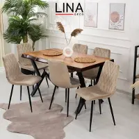 Lina Elisia Velvet Eetkamerstoelen - Stoel - Beige - Set van 4