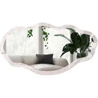 Wallfluent Modern Terrazzo Spiegel - Roze Rechthoekige Spiegel Voor Interieur - Organische Spiegel - Woonkamer - Rustiek - 45x90 cm - Totale afmeting 52x97 cm