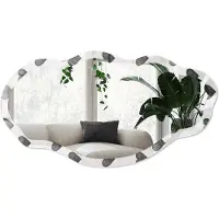Wallfluent Grijze Harten Spiegel - Grijs Rechthoekige Spiegel Voor Interieur - Organische Spiegel - Slaapkamer, Hal, Kledingkast - Minimalistisch - 45x90 cm - Totale afmeting 52x97 cm