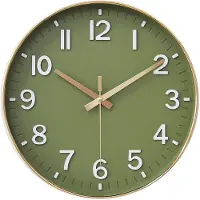 Unyqoos Stijlvolle draadloze wandklok met stille werking en automatische tijdinstelling, groente, 30 cm