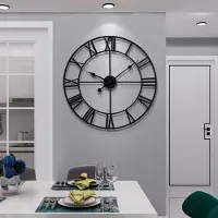Unyqoos Stijlvolle grote ronde wandklok met Romeinse cijfers en stille werking, zwart, 47 cm