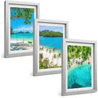 Tulup 4-Delige Schilderij Set - Tropische stranden met palmbomen en kristalhelder water. - 20 x 30 cm - Stijlvolle Muurdecoratie - Slaapkamer - Wanddecoratie