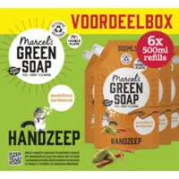Marcel's Green Soap Handzeep Navulling Voordeelbox Sandelhout & Kardemom 6 x 500 ml