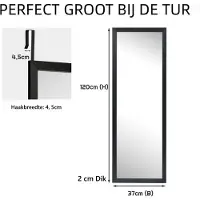 Costway SureDeal - Wandspiegel - Deurspiegel - Hoogte Verstelbare Hangende - Slaapkamer Zwart - 120x37 cm - Zwart