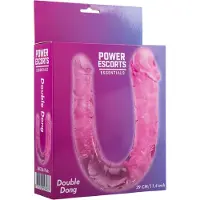 Power Escorts Double Dong BR336 – Flexibele Dubbelzijdige Dildo – 29 cm – Transparant Roze
