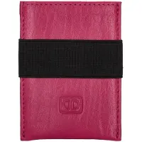 Double-D leren Creditcard houder etui - Pasjeshouder - Fuchsia