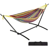 Lilac & Lily Hangmat met standaard - 2-persoons Hangmat - Stalen frame - Comfortabel en extra breed - Max 230 kg - Multicolor