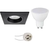 BES LED GU10 Inbouwspot Set - Mat Zwart - Inbouw Vierkant - Pragmi Rodos Pro - 4W - Warm Wit 3000K - 93mm