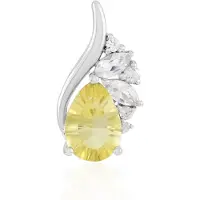 Cavill - Zilveren Hanger - 925 Sterling Zilver Rhodium - 3,033ct Gele Fluoriet Peer - 0,536ct Witte Topaas Marquise - Elegante Druppelvorm