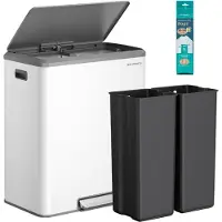 Songmics - Prullenbak - Pedaalemmer - 2 Vakken - 2 x 30L - Softclose Deksel - Stalen Constructie