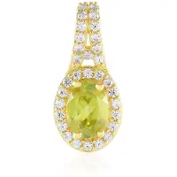 Cavill - Luxe Vergulde Zilveren Hanger - 0,737 ct Ovale Briljant Sfeen Madagaskar - 31 Zirkonia Pavé Accenten 0,412 ct - Elegant & Tijdloos