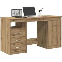vidaXL Bureau met kast, Artisan eikenfineer, constructie van spaanplaat