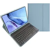 Mobigear Tablethoes geschikt voor Apple iPad Mini 6 (2021) Hoes | Keys QWERTZ Bluetooth Toetsenbord Bookcase + Stylus Houder - Blauw