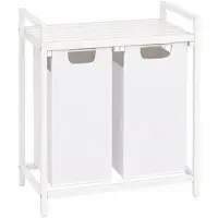 Begryf Wasmand - metaal stof - wit 92 l - 2 wakken - bovenplank - 73 x 33 x 71 cm - 92l