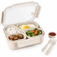 VHV -304 Roestvrijstalen Bento Box Crèmewit - 3-Vaks Lunchbox voor Werk en School - Lekvrije Maaltijdbox met Vakken - Duurzame Lunchtrommel voor Kinderen en Volwassenen