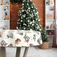 ANRO Tafelkleed Kerstman Meerkleurig Rond Ø120cm Met sierband Afwasbaar Waterafstotend Binnen & Buiten