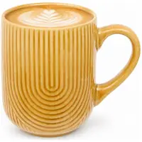 Secret De Gourmet koffie mok Memphis - 1x stuks - okergeel - 300 ml - drink mokken - keramiek - met stijlvol motief
