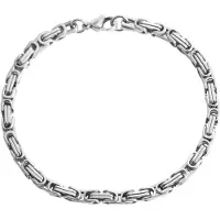Akzent - Koningsarmband - Edelstaal - Stalen Armband - Zilverkleurig - 5mm. / 24cm. + 5cm.