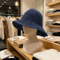 AW Gifts Nomad Sari Floppy Straw Sun Hat - Navy Blue